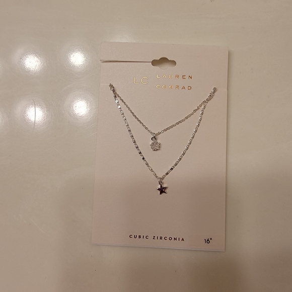 LC Lauren Conrad Silver Layered Necklace - Picture 1 of 1